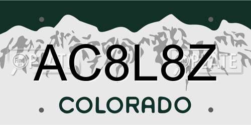 AC8L8Z Colorado License Plate