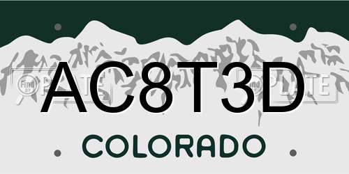AC8T3D Colorado License Plate