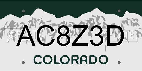 AC8Z3D Colorado License Plate