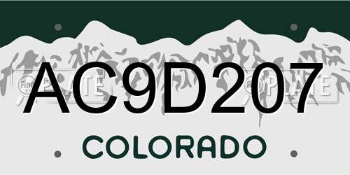 AC9D207 Colorado License Plate
