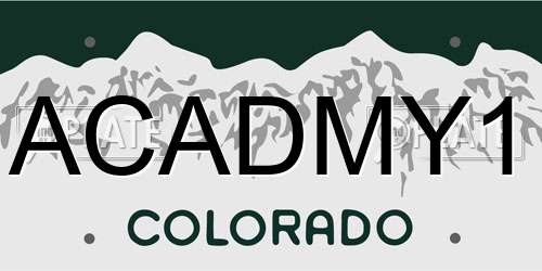 ACADMY1 Colorado License Plate