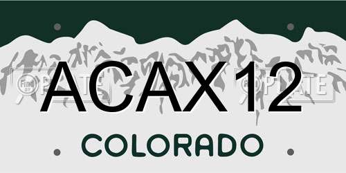 ACAX12 Colorado License Plate