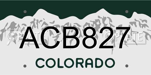 ACB827 Colorado License Plate