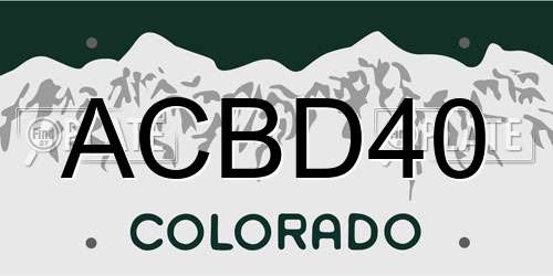 ACBD40 Colorado License Plate