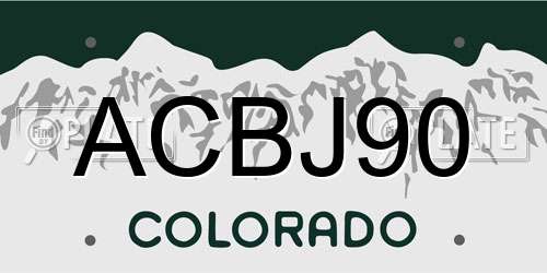 ACBJ90 Colorado License Plate