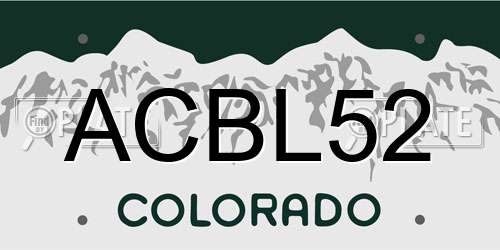 ACBL52 Colorado License Plate