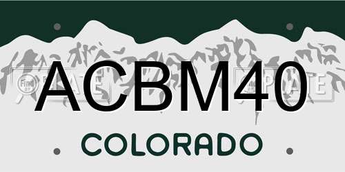 ACBM40 Colorado License Plate