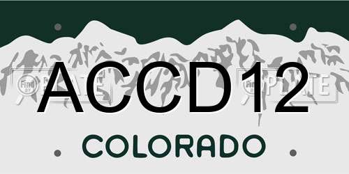 ACCD12 Colorado License Plate