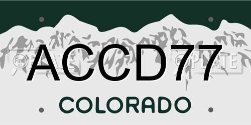 ACCD77 Colorado License Plate