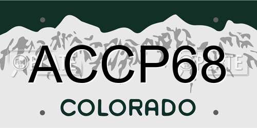 ACCP68 Colorado License Plate