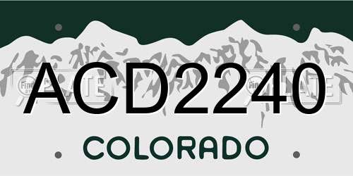 ACD2240 Colorado License Plate