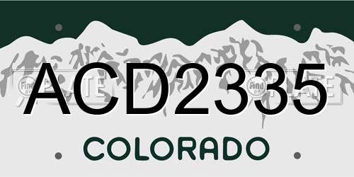 ACD2335 Colorado License Plate
