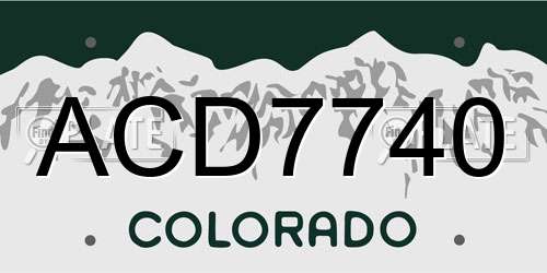 ACD7740 Colorado License Plate
