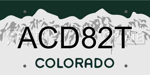 ACD82T Colorado License Plate