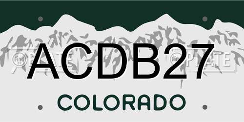 ACDB27 Colorado License Plate