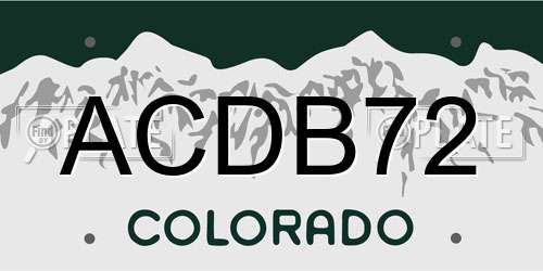 ACDB72 Colorado License Plate