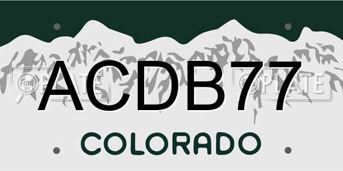 ACDB77 Colorado License Plate