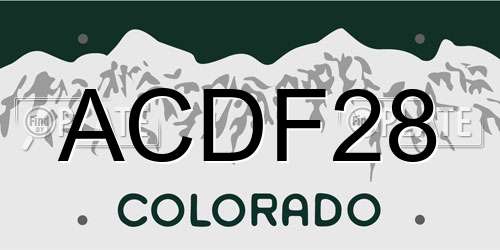ACDF28 Colorado License Plate