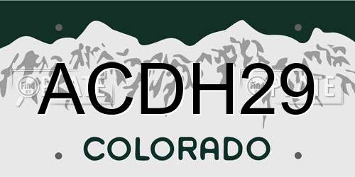 ACDH29 Colorado License Plate