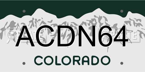 ACDN64 Colorado License Plate