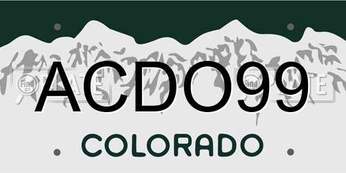 ACDO99 Colorado License Plate