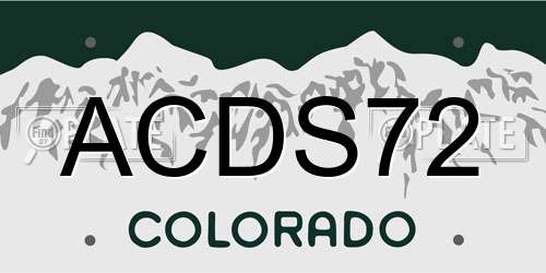 ACDS72 Colorado License Plate