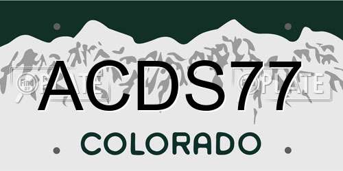 ACDS77 Colorado License Plate