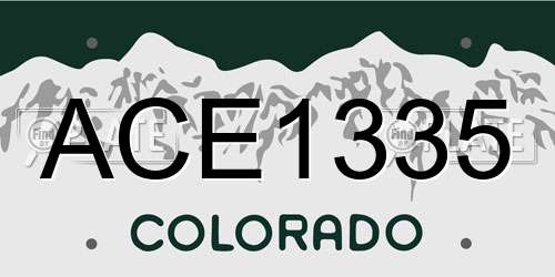 ACE1335 Colorado License Plate