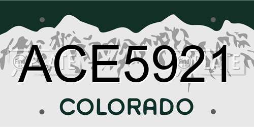 ACE5921 Colorado License Plate