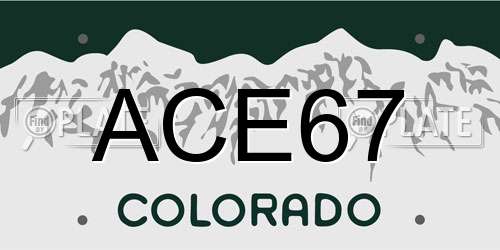 ACE67 Colorado License Plate
