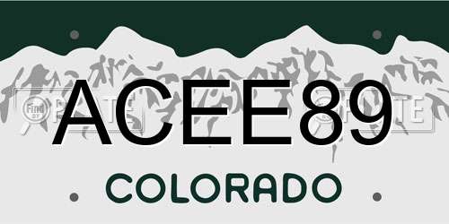 ACEE89 Colorado License Plate
