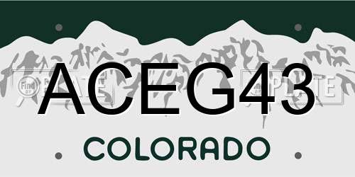 ACEG43 Colorado License Plate