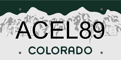 ACEL89 Colorado License Plate