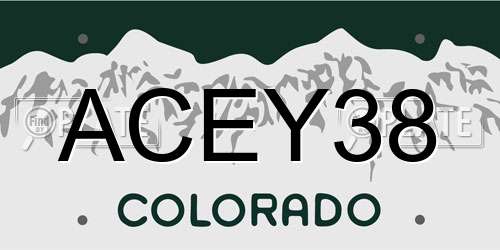 ACEY38 Colorado License Plate
