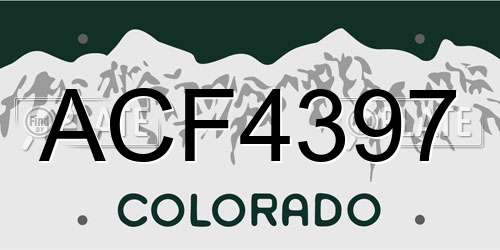 ACF4397 Colorado License Plate