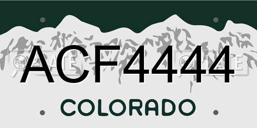 ACF4444 Colorado License Plate