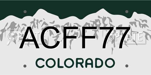 ACFF77 Colorado License Plate