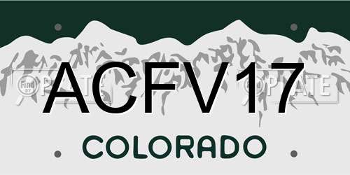 ACFV17 Colorado License Plate