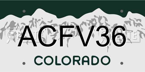 ACFV36 Colorado License Plate