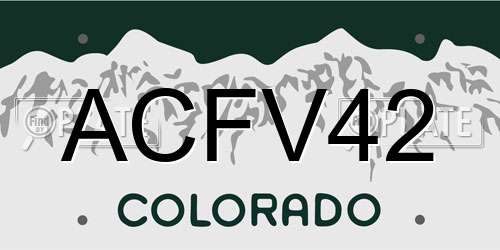 ACFV42 Colorado License Plate