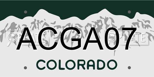 ACGA07 Colorado License Plate