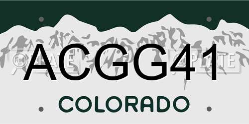 ACGG41 Colorado License Plate