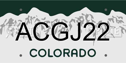 ACGJ22 Colorado License Plate