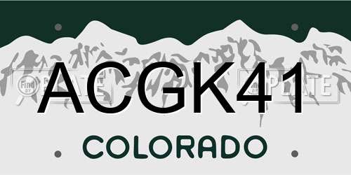 ACGK41 Colorado License Plate