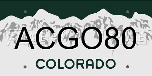 ACGO80 Colorado License Plate