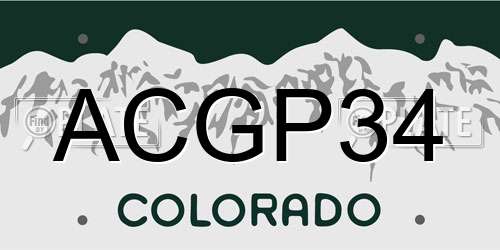 ACGP34 Colorado License Plate