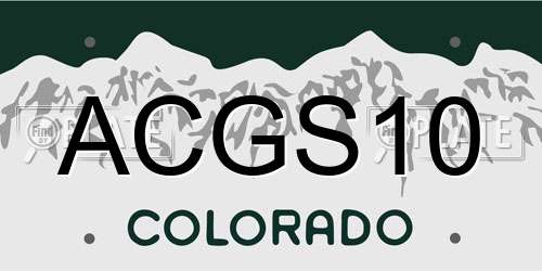 ACGS10 Colorado License Plate