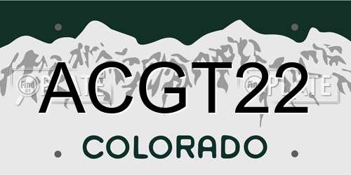 ACGT22 Colorado License Plate