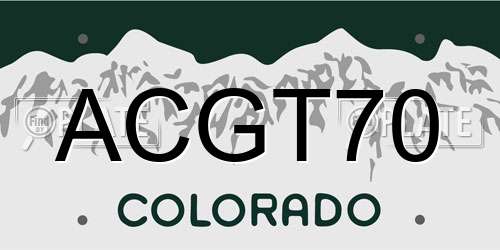 ACGT70 Colorado License Plate