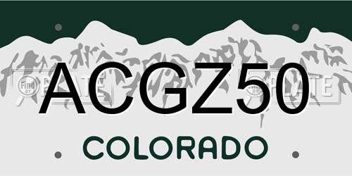 ACGZ50 Colorado License Plate